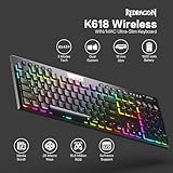 Redragon K618 PRO 3-Mode Wireless RGB Mechanical Keyboard, BT/2.4Ghz/Wired Low Profile Win/Mac Gaming Keyboard w/Ultra-Thin Design, Dedicated Media Control & Linear Red Switch