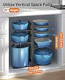 ORDORA Pots and Pans Organizer: under Cabinet, 21" Height Heavy Duty 120LBS Pots Pans Organizer Rack for under Cabinet 8-Tier Adjustable for Big Stockpots, Dutch Ovens, Cast-iron Pans, Heavy Cookware