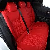 EKR Custom Fit CHR Seat Covers for Select Toyota CHR 2018 2019 2020 2021 2022 Full Set - Leather (Red)