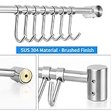 Audmore Kitchen Utensil Rack 2 Pack, 15.6 Inch Pots and Pans Hanging Rack Wall Mounted, 304 Stainless Steel Lid Cooking Utensil Hanger, 7 Sliding Hooks for Spatula Spoon, Measuring Cups, Coffee Mug