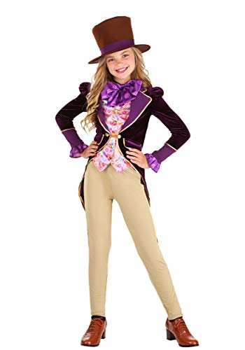 Candy Inventor Costume for Girls, Purple and Tan Chocolate Factory Owner Halloween Costume X-Large