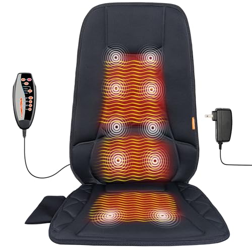 CARSHION 10 Vibration Motors, Massage Seat Cushion with Heat,Back Massager for Chair Back Massager Heated Seat Cover Massage Chair Pad for Pain Relief Home Office Use