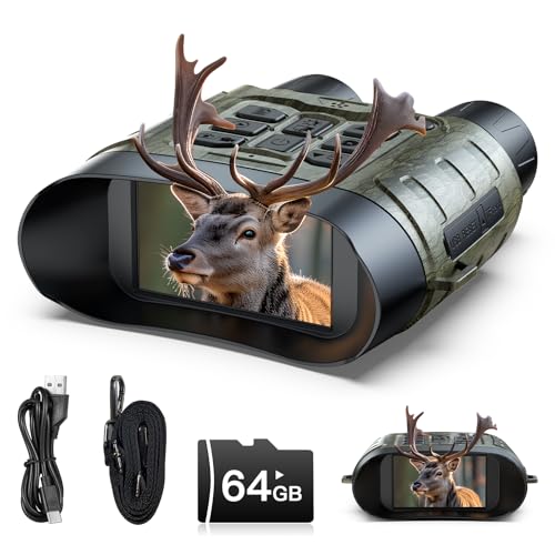 HOTPEAK Night Vision Goggles for Adults, 112 MP 4K Night Vision Binoculars 12X Zoom & 5000mAh Battery, 64GB Card Included, Infrared Vision, 1300ft Range, Perfect for Hunting, Camping & Security