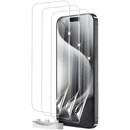 YEUEZHY 3 Pack Screen Protector for iPhone 15 Pro Max/iPhone 15 Plus (6.7 inch) [Not Glass], Clear Soft Flexible Protective TPU Film Full Coverage for iPhone 15 Pro Max Accessories