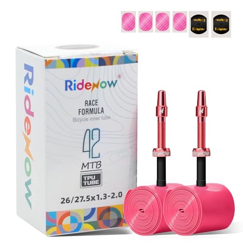 RideNow Bike Inner Tube, 2-Pack MTB 26"-27.5"/1.3-2.0 TPU Bike Tube with 45mm Metal Presta Valve, Lightweight 42g & Puncture Resistant Bicycle Inner Tube(Include Bike Inner Tire Patch Repair Kits)