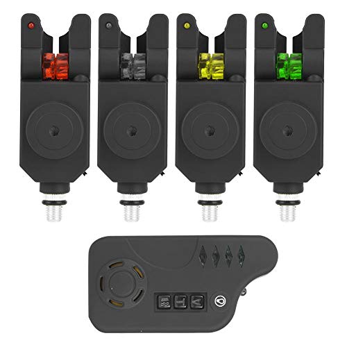 Tihebeyan Carp Fishing Bite Alarm Indicator Set, 4 Emitter + 1 Receiver Digital Wireless Fishing Bite Alert Indicator Set