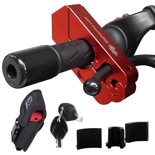 BigPantha Motorcycle Grip Lock - Heavy Duty Brake/Handlebar/Throttle Lock That Secures Your Bike, Scooter, Moped, or ATV in Under 5 Seconds! - Anti Theft Motorcycle Lock W/Free Holster (Red)