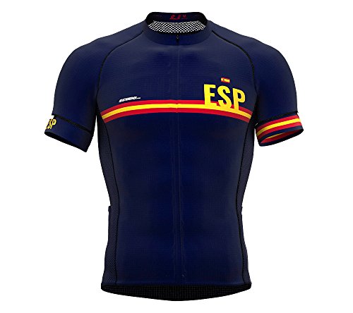 Spain Blue Code Short Sleeve Cycling PRO Jersey for Men - Size Large
