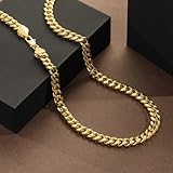 KROMPG 7MM Gold Chain for Men Women 14K Gold Chain Necklace for Women Mens Chains Necklaces Cuban Link Chains for Men & Women 16'' 18'' 20'' 22'' 24'' 26'' 30''