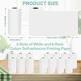 NLWELOA 14 Rolls 53mmx28mm Thermal Printer Paper, Mini Colorful Self-adhesive Label Printer Paper for Phomemo Memoking Mini Printer, Small Printer T02/M02, Study Notes, Journal Photos (white)