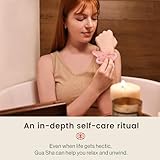 Rena Chris Gua Sha Facial Tool, Natural Rose Quartz Stone Body Gua sha with Exquisite Wooden Box, Large Guasha Suitable for Face Lifting, Puffiness Reducing and Whole-Body Massage, Skin Care Massager