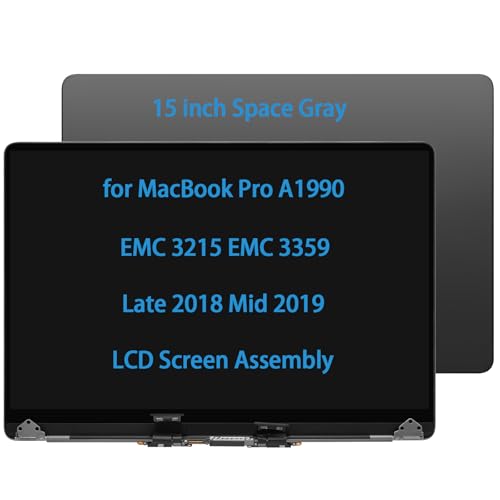 15" Screen Replacement for MacBook Pro A1990 EMC 3215 EMC 3359 Late 2018 Mid 2019 Retina LCD Display Assembly (Space Gray)