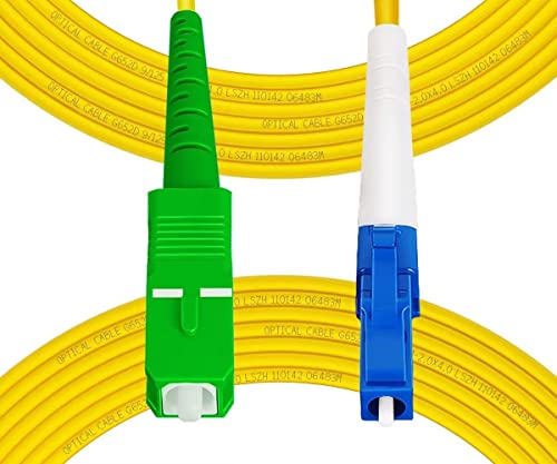Fibergaga-1M(3ft) OS2 LC/UPC to SC/APC Fiber Patch Cable Single Mode, Simplex, Length Option: 0.5M(1.6ft)-50m(164ft) 9/125µm 2.0mm Diameter Fiber Optic Cords, OS1/OS2 Compatible -5pack