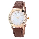 yunanwa 10 Pack Wholesale Women Watches Leather Rhinestone Inlaid Quartz Jelly Dress Wristwatch (10pcs-Leather Brand)