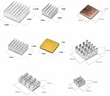 Pastall 100 PCS (8 Different Sizes) Heatsink Kit with Conductive Adhesive Tape, Aluminum Heat Sinks Cooler and Copper Heat Sink for Raspberry Pi A B B+ 2/3/4/5