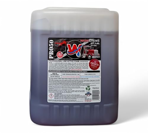 Wash Chems Pro50 Touchless Car Wash Detergent Soap Concentrate w/Easy Pour Faucet - No Brushing, Commercial Grade Professional Auto Foam Cleaner Also Great for Trucks, RVs, Tractors (2.5 Gallons)