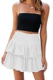 Vigorics White Skirt Ruffle Skort A-Line Preppy Skirt for Teen Girls Wrap Skirt Versatile Classic Skirt for Women 2023 Trendy L