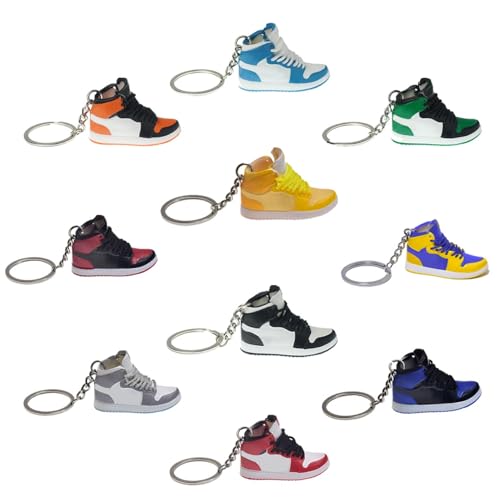 Rorosano 10PCS Mini Sneaker Keychain 3D Shoes Keychain Accessories Collectible Shoe Key Chains Sneakerhead Gifts