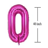 Hot Pink Number 30 Balloon Dark Pink Number 30 Balloon Jumbo Giant Big Large Number 30 Foil Mylar Balloons for Women Men 30th Birthday Party 30 Anniversary Decorations Supplies 40 Inch