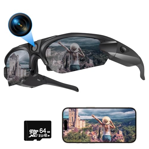 Li&Lu Sport Camera with WiFi, Camera Sunglasses for Outdoor Sports Supports iOS&Android (64GB TF Card Included)
