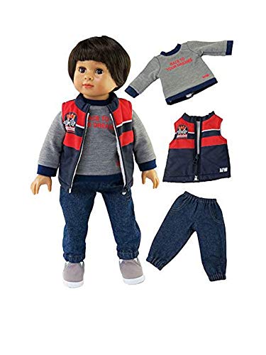 American Fashion World Boy’s 'Race to Your Dreams' 3 Piece Vest and Pants Set for 18-Inch Dolls | Premium Quality & Trendy Design | Dolls Clothes | Outfit Fashions for Dolls for Popular Brands