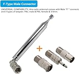 FM Radio Antenna, Ancable Indoor FM Telescopic Antenna 75 Ohm F Type Male Plug Connector with Adapter for Table Top Radio HiFi AV Stereo Receiver Mini System