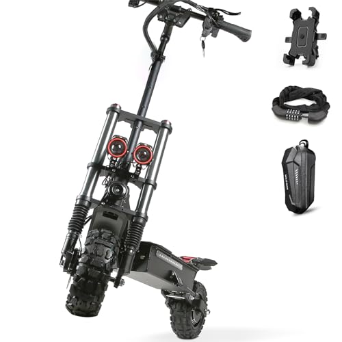 Adults Electric Scooter, Max Speed 50 MPH, 60V5600W High Power Dual Motor,Up to 50Miles Range Battery, 11 Inch Pneumatic Off-Road Tires with Detachable Seat for Daily Commuting