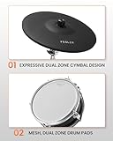 Fesley Electric Drum Set with Independent Kick Snare Drum HiHat Cymbal: Real Sample Sound Source, Bluetooth Electronic Drum Set with Dual Zone Mesh Drum Pad, Dual Zone Cymbal Full Size Adult Drum Set