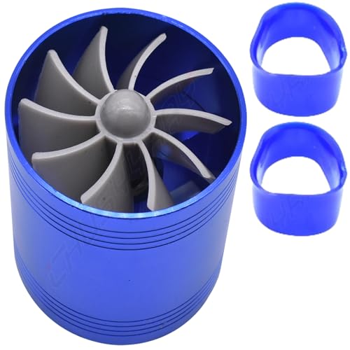 CHUSYYRAY 2.5" Car Air Intake Turbonator, Performance Air Intake Turbo Supercharger Single Fan Engine Gas Fuel Saver Turbine Charger Aluminum Universal Parts Kit (Blue)