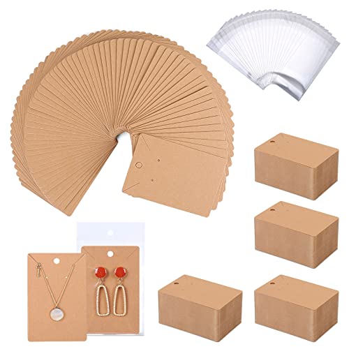ovsor 500 Pcs Earring Display Cards - Necklace Packing Card with 500 Pcs Bags, for Earrings Necklace Jewelry Display Packaging, DIY, Craft, Retail