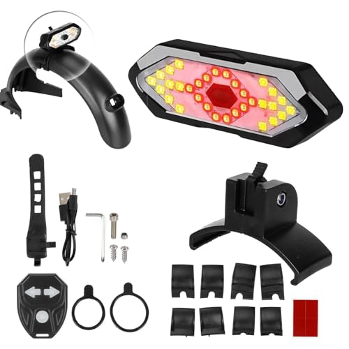 Smart Turn Signals for Electric Scooter USB E Scooter Rear Tail Light with Remote Control & Alarm Horn, Waterproof 5 Modes Bright LED Bike Taillight Compatible with Xiaomi m365 Pro2 Pro 1s
