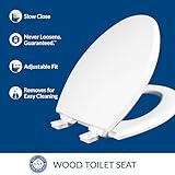 Mayfair Cassel Slow Close Toilet Seat, Easy Clean, Non Slip Premium Wood Seat, Easy Install, Elongated, White