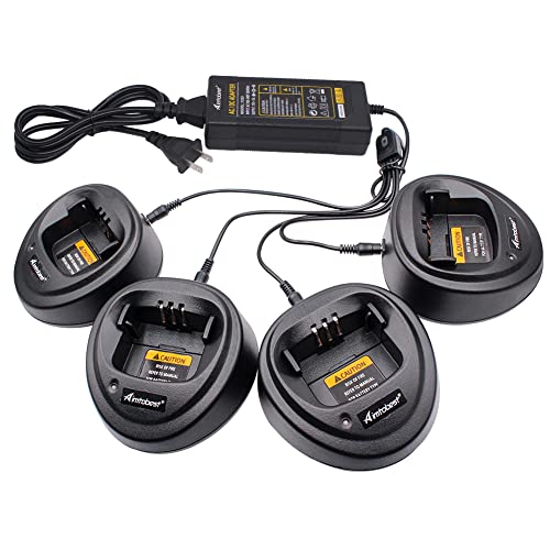 Aimtobest WPLN4137 WPLN4137BR Multi Unit Charger Compatible for Motorola CP200 CP200D CP200XLS CP040 PR400 EP450 GP3688 GP3188 Radio NNTN4497 NNTN4497CR NNTN4851A NNTN4970A (4 Pocket)