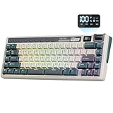 RK ROYAL KLUDGE M70 Wireless Mechanical Keyboard with Macro Keys 2.4GHz/Bluetooth/Wired 75% Gaming Keyboard with 6000mAh Battery Gasket-Mount Display & Knob RGB Hot-Swappable Soft Tactile Beige Switch