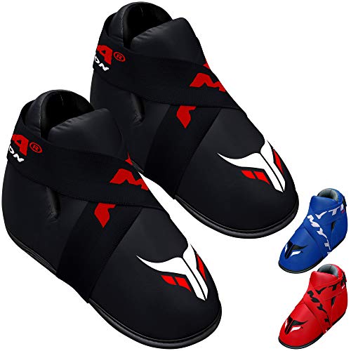 Mytra Fusion Semi Contact Boots – Kickboxing Boots and Foot Pads for Sparring, MMA, Muay Thai, Karate, Training, Fighting and Martial Arts (Black, L)