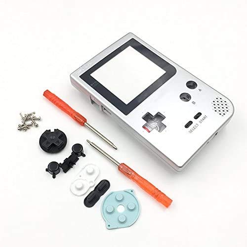 Replacement Housing Shell Cover Case with Button Screws Set for Gameboy Pocket Console GBP System Silver
