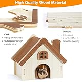 Wooden Hamster Platform and Dwarf Hamster House, Hamster Cage Platform With Climbing Ladder, Cute Syrian Hamster Hideout, Hamster Cage Accessories Platform for Putting Food Bowl, Hamster Gerbil Castle