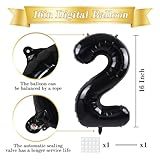 TONIFUL Number Balloons 16 Inch Black 0-9 Number Mylar Foil Balloons 10 Pcs Black Custom Digital Balloons for Birthday Party Engagement Graduations Anniversary Baby Shower Decorations Party Supplies