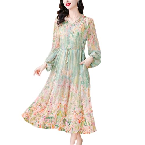 Women Summer Korean Elegant Light Casual Loose Vintage Dress Office V-Neck Silk Hollow Out Sexy Midi Vestidos A M
