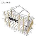 Merax Twin Over Twin House Bunk Bed Frames with Storage Staircase and Blackboard No Box Spring Needed for Teens, Girls or Boys