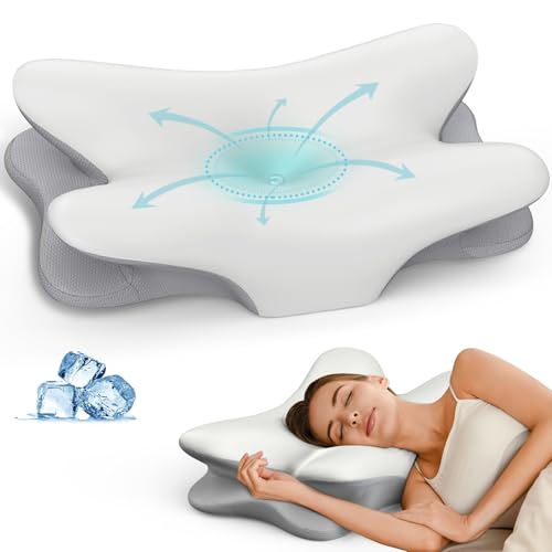 Cervical Neck Pillow for Pain Relief - Ergonomic Side Sleeper Pillow for Neck Support, Cooling Memory Foam Pillows for Sleeping, Contour Pillow Orthopedic Bed Pillow for Back Stomach Sleepers