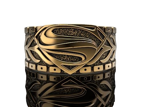Ssjewel Mens Superhero Wedding Band Ring Unique Eye Catching Super Power Band Ring Oxidized 925 Sterling Silver S Symbol Band 14K Gold Plated Superhero Mens Band Handmade Biker Band Rider Ring