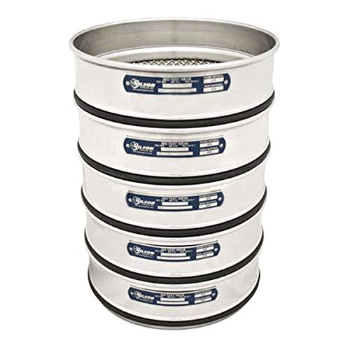 Gilson V200SF 160U Stainless Steel ISO Round Test Sieve, 160 um Opening Size, 200 mm Frame Diameter, Full Height