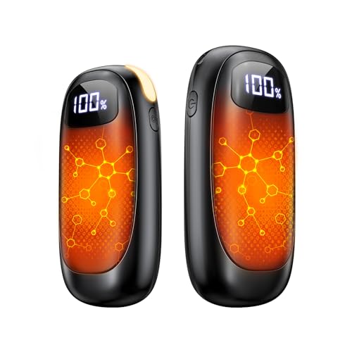 Hand Warmers Rechargeable - 2 Pack Electric Hand Warmers 14000mAh, 16 Hrs Warmth Dual-Sided Heating Max 131℉, 4 Heating Levels Battery Operated Pocket Heater for Raynauds, Hunting, Golf, Camping