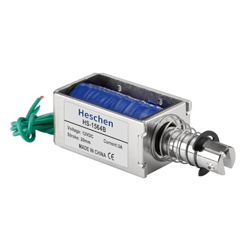 Heschen Solenoid Electromagnet, HS-1564B, DC12V 3A, 20mm Stroke, Force 60N, Push Pull Type, Open Frame, Linear Motion