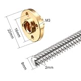 uxcell 150mm Length T8 8mm Dia Lead Screw Rod,8 Lead Stainless Steel Lead Screw Rod with Copper Nut Trapezoidal Thread for 3D Printer Z Axis2pcs