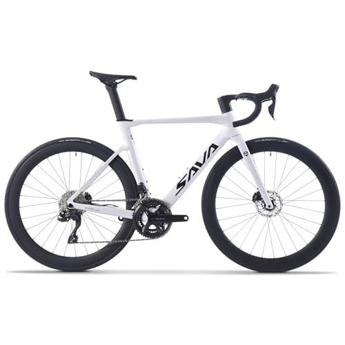 SAVADECK Carbon Road Bike, Lightweight 24-Speed Shifting Road Bicycle with Shimano 105 Di2 7170 Groupset, Carbon Frame with 700C Carbon Wheelset Disc Brake, Integrated Design Race Bikes for Adults