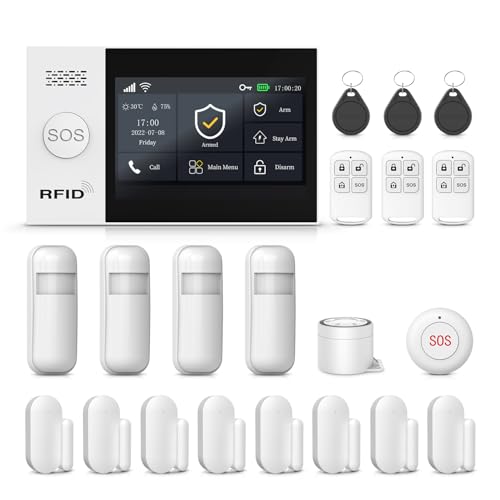 PGST Home Security Alarm System with Real-Time Alerts,4G/Wireless Alarm Systems,Tuya APP Remote Control,Door/Window and Motion Sensors,Compatible with Alexa/Google & Easy Installation (21 Piece Kits)