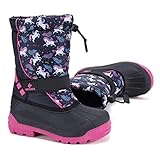 CIOR Kids Snow Boots for Boys Girls Toddler Winter Outdoor Boots Waterproof with Fur Lined(Toddler/Little Kids) Du Black-23/24