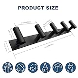 VAEHOLD Black Hat and Coat Wall Mount Rack 5 Hooks for Robes, Bags, Keys, and Towels Bathroom Towel Hanger Organizer (1 Pack)